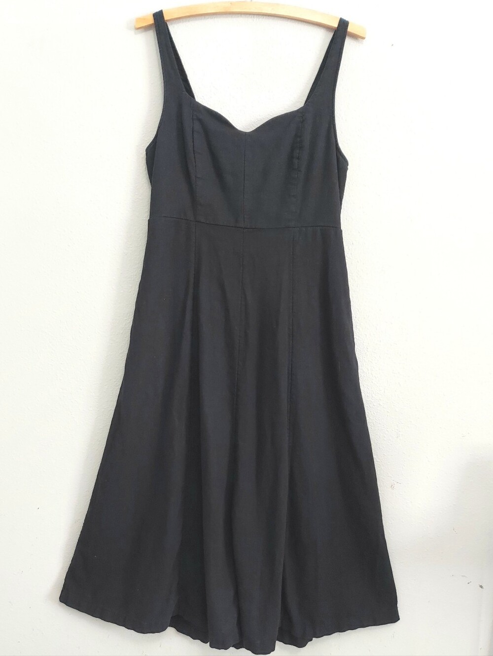Old Navy Linen Blend Sleeveless Fit And Flare Midi Black Dress Medium